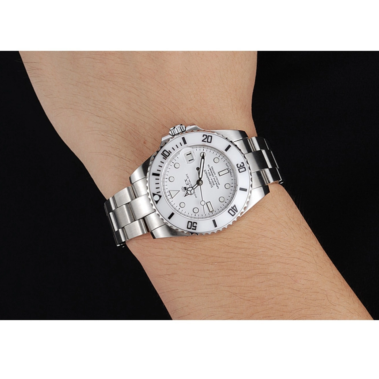 Aaa replica watch Dial Rolex White Steel Submariner Stainless Bracelet 1454152 0802